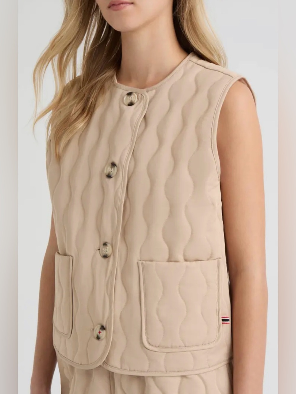 HUNTER  Womens Large Button Up Quilted Clay Tan Vest